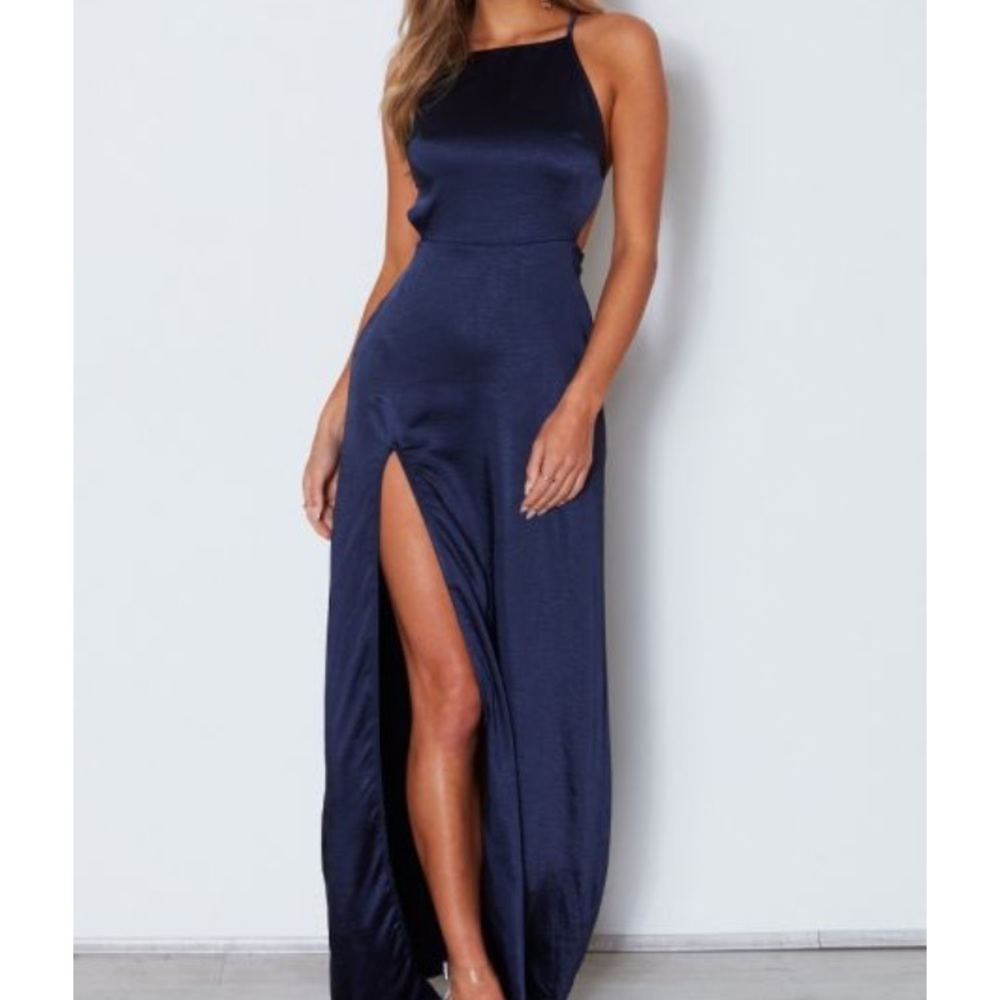 Navy formal satin dress